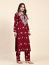Fizaa Chikankari Long Modal Kurta Set - Maroon